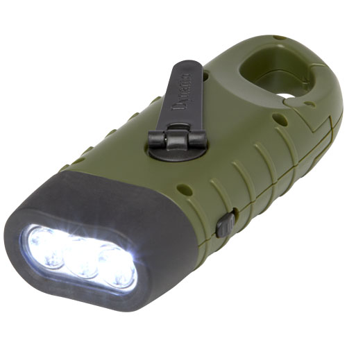 Helios Recycled Plastic Solar Dynamo Flashlight With Carabiner