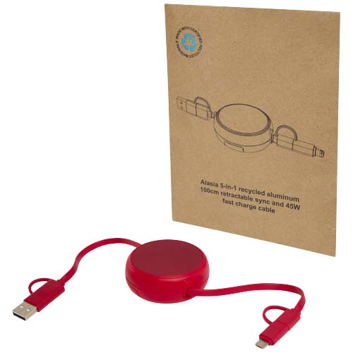 Alasia 5-in-1 100 Cm Recycled Plastic And Aluminium Retractable Data Sync And 45w Fast Charge Cable